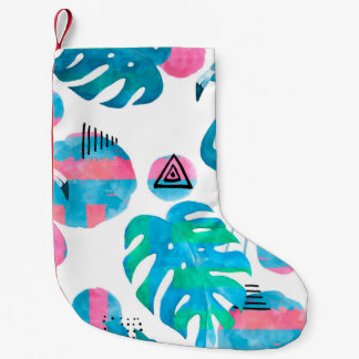 Abstrakt mit Aquarellbramingo und zufälligem Ellem Kleiner Weihnachtsstrumpf