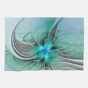 Abstrakt mit Blau, moderne fraktale Kunst Geschirrtuch