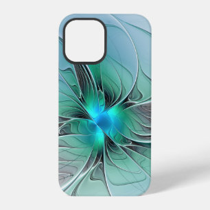 Abstrakt mit Blau, moderne fraktale Kunst iPhone 12 Pro Hülle