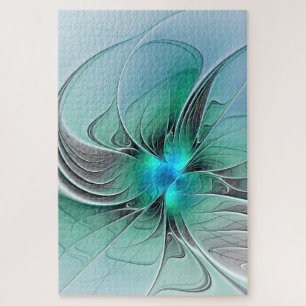 Abstrakt mit Blau, moderne fraktale Kunst Puzzle