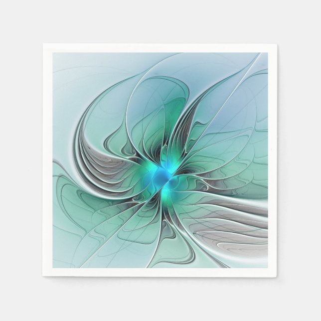 Abstrakt mit Blau, moderne fraktale Kunst Serviette (Vorderseite)