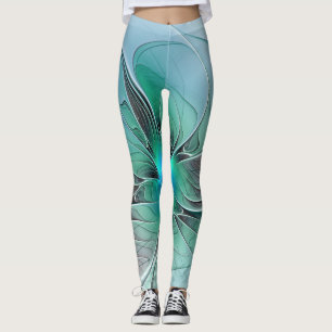 Abstrakt mit blauer, moderner Fraktal Art Leggings