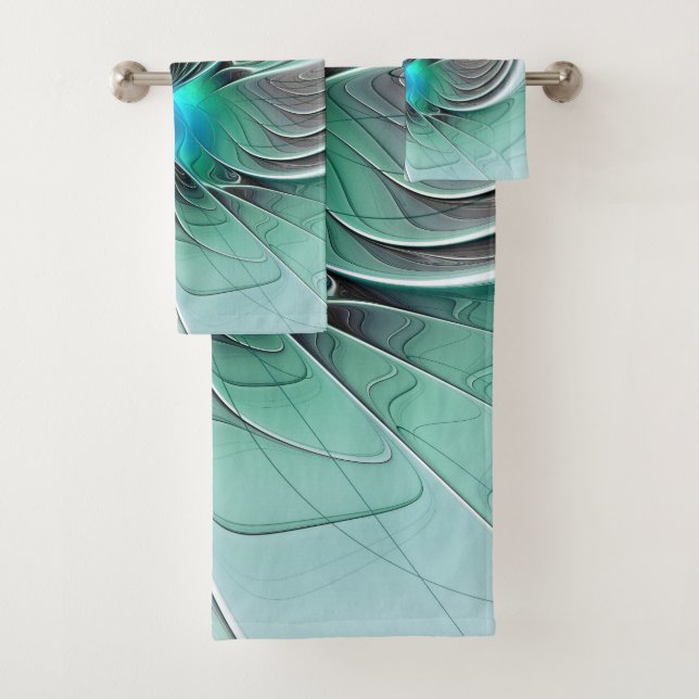 Abstrakt mit blauer, moderner Kunst des Fraktals Badhandtuch Set (Insitu)