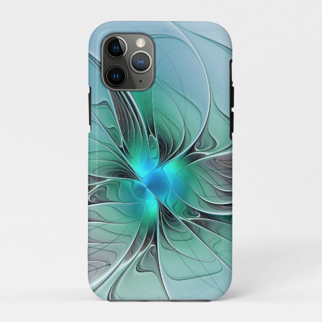 Abstrakt mit blauer, moderner Kunst des Fraktals Case-Mate iPhone Hülle (Rückseite)