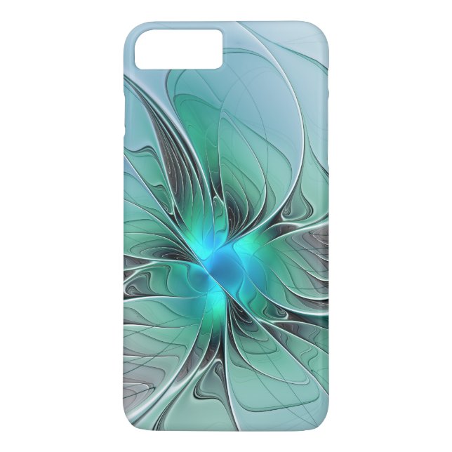 Abstrakt mit blauer, moderner Kunst des Fraktals Case-Mate iPhone Hülle (Rückseite)