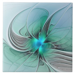 Abstrakt mit blauer, moderner Kunst des Fraktals Fliese