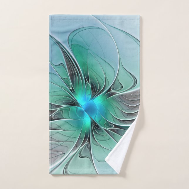 Abstrakt mit blauer, moderner Kunst des Fraktals Handtuch (Handtuch)