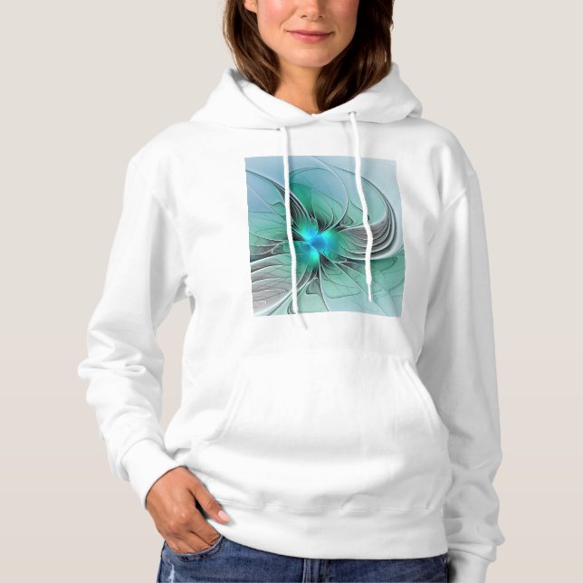 Abstrakt mit blauer, moderner Kunst des Fraktals Hoodie (Vorderseite)