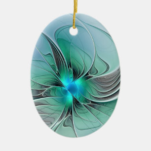 Abstrakt mit blauer, moderner Kunst des Fraktals Keramik Ornament