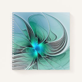 Abstrakt mit blauer, moderner Kunst des Fraktals Notizbuch