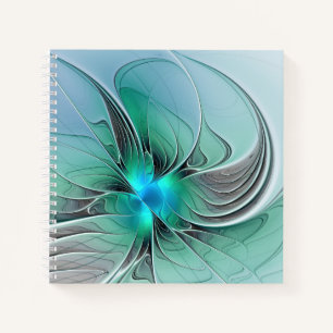 Abstrakt mit blauer, moderner Kunst des Fraktals Notizbuch