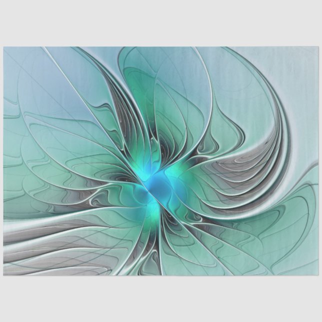 Abstrakt mit blauer, moderner Kunst des Fraktals Seidenpapier (Vorderseite)