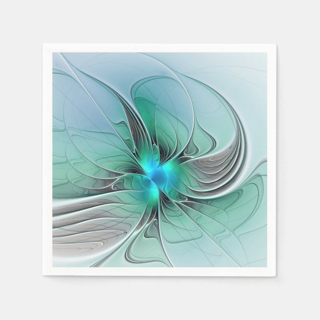 Abstrakt mit blauer, moderner Kunst des Fraktals Serviette (Vorderseite)