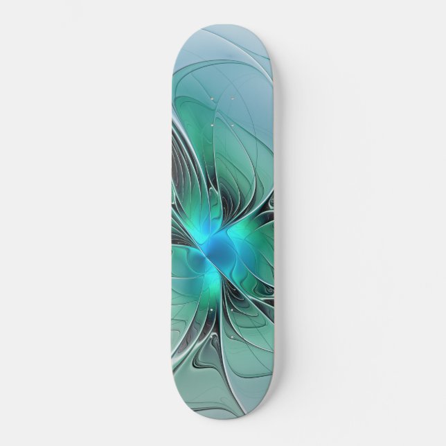 Abstrakt mit blauer, moderner Kunst des Fraktals Skateboard (Vorderseite)
