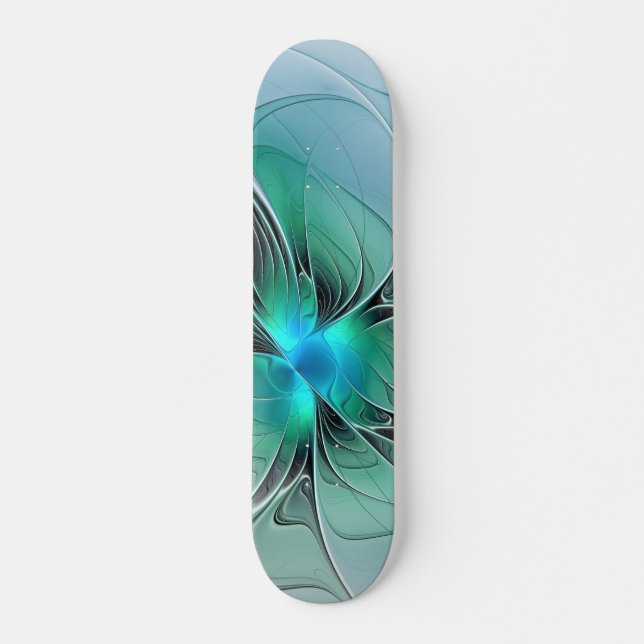 Abstrakt mit blauer, moderner Kunst des Fraktals Skateboard (Vorne)
