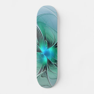 Abstrakt mit blauer, moderner Kunst des Fraktals Skateboard