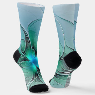 Abstrakt mit blauer, moderner Kunst des Fraktals Socken