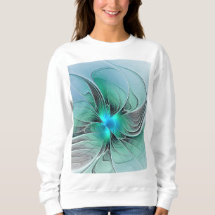 Abstrakt mit blauer, moderner Kunst des Fraktals Sweatshirt