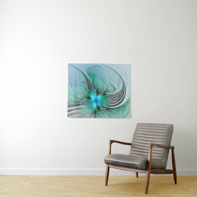 Abstrakt mit blauer, moderner Kunst des Fraktals Wandteppich (Beispiel (Horizontal))