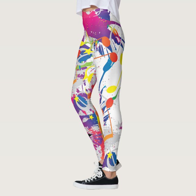 Abstrakt mit Paint Splashes und Musical Notes Leggings (Links)