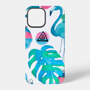 Abstrakt mit Wasserfarbe Flamingo und zufälligen E iPhone 12 Hülle