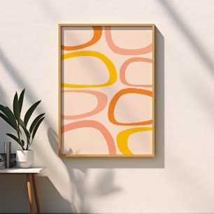 Abstrakt Mitte des Jahrhunderts Modern Pfirsich, O Poster