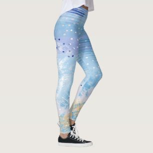 Abstrakt Mixed Media Blue Türkis Yellow Leggings