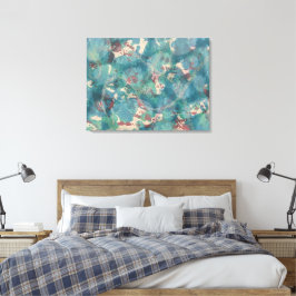 Abstrakt Mixed Media in Teal Aqua und Rost Leinwanddruck