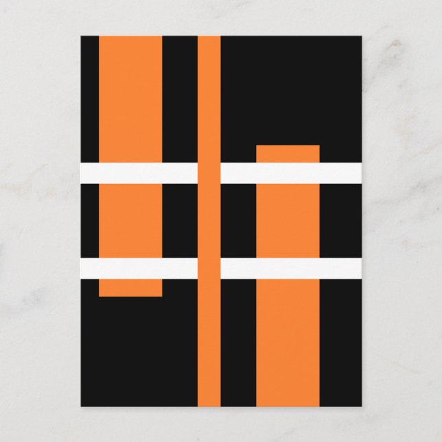 Abstrakt Modern Art Lines Orange White Black Postkarte (Vorderseite)