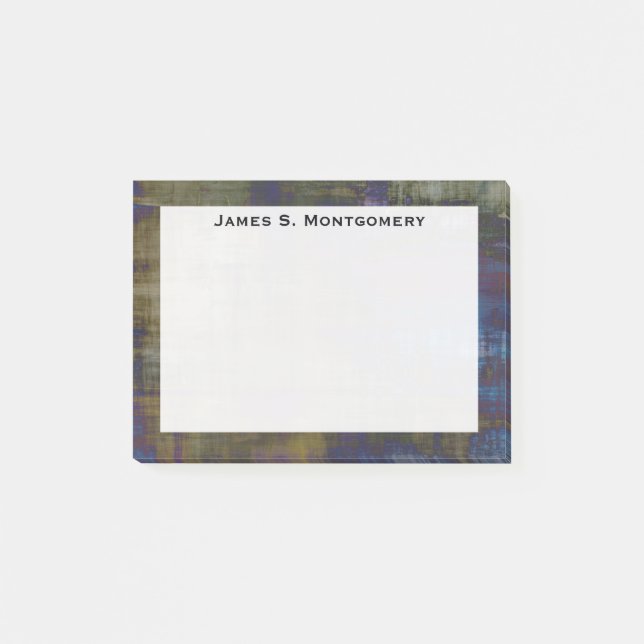 Abstrakt-Modern-Blauer Gelbgrunge Post-it Klebezettel (Vorderseite)