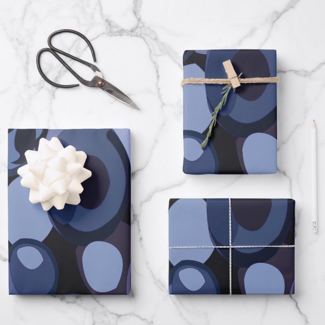 Abstrakt Modern Blueberry Birthday Geschenkpapier Set (Vorderseite)