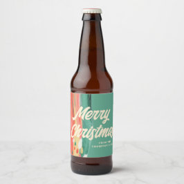 Abstrakt Modern frohe Weihnachten Personalisierter Bierflaschenetikett