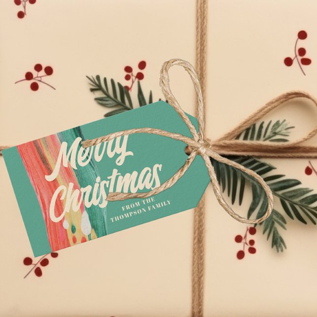 Abstrakt Modern frohe Weihnachten Personalisierter Geschenkanhänger (Von Creator hochgeladen)