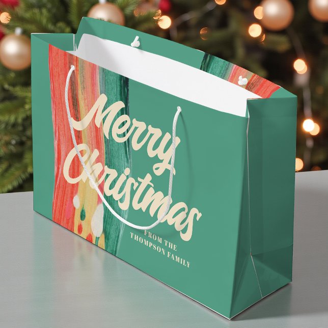 Abstrakt Modern frohe Weihnachten Personalisierter Große Geschenktüte (Von Creator hochgeladen)