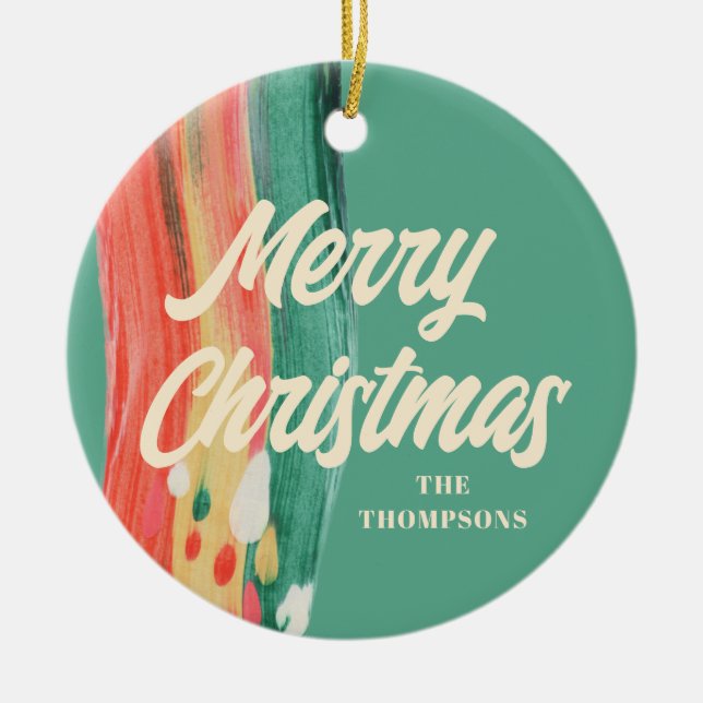 Abstrakt Modern frohe Weihnachten Personalisierter Keramik Ornament (Vorne)