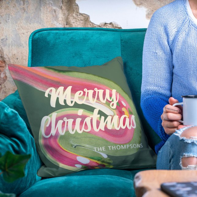 Abstrakt Modern frohe Weihnachten Personalisierter Kissen (Von Creator hochgeladen)