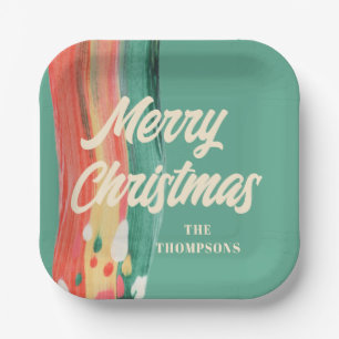 Abstrakt Modern frohe Weihnachten Personalisierter Pappteller