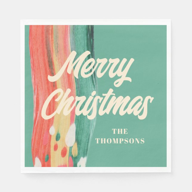 Abstrakt Modern frohe Weihnachten Personalisierter Serviette (Vorderseite)
