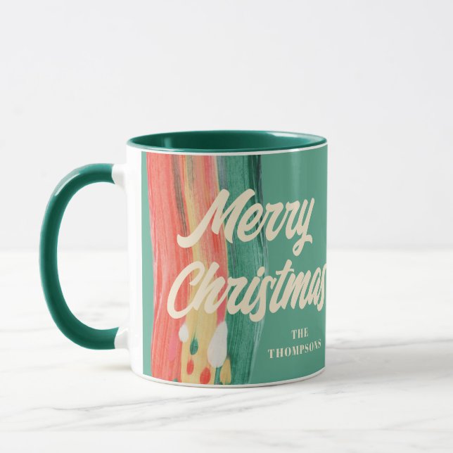 Abstrakt Modern frohe Weihnachten Personalisierter Tasse (Links)