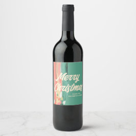 Abstrakt Modern frohe Weihnachten Personalisierter Weinetikett