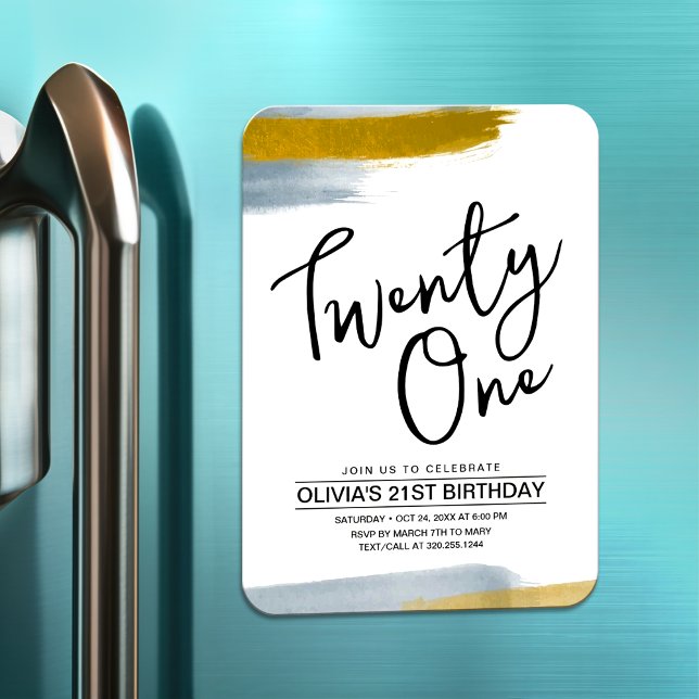 Abstrakt-Modern-Gold-21. Geburtstagsfeier Magnet (Von Creator hochgeladen)