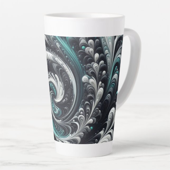 Abstrakt-modern, grün, silber und schwarz schwirbe milchtasse (Rechte Ecke)