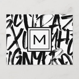 Abstrakt-Modern-Monogramm-Schwarz/Weiß Postkarte