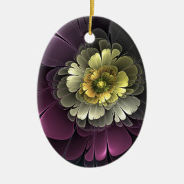 Abstrakt Modern Purpur Khaki Gray Fraktal Blume Keramik Ornament