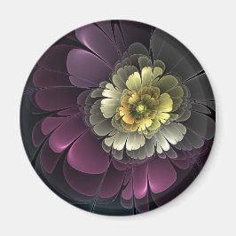 Abstrakt Modern Purpur Khaki Gray Fraktal Blume Magnet