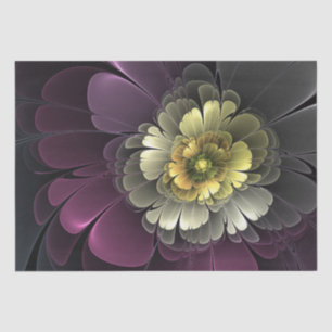 Abstrakt Modern Purpur Khaki Gray Fraktal Blume Seidenpapier