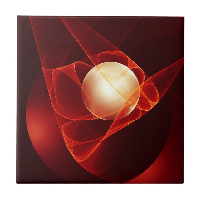 Abstrakt Modern Red Creme Fantasy Fraktal Art Fliese (Vorderseite)