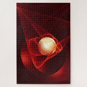Abstrakt Modern Red Creme Fantasy Fraktal Art Puzzle