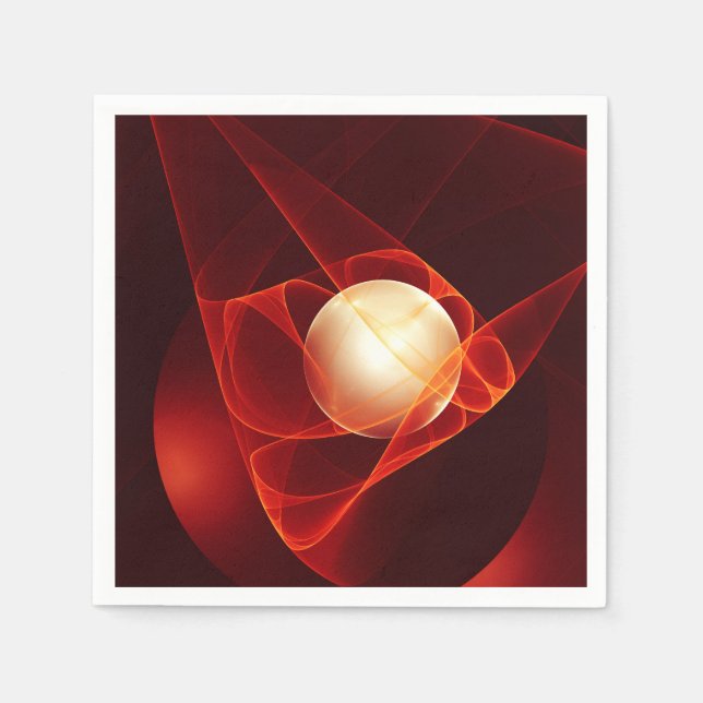 Abstrakt Modern Red Creme Fantasy Fraktal Art Serviette (Vorderseite)