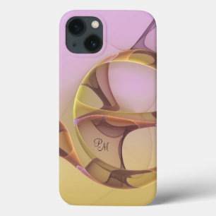 Abstrakt Modern rosa Goldenes Fraktal Art Monogram Case-Mate iPhone Hülle